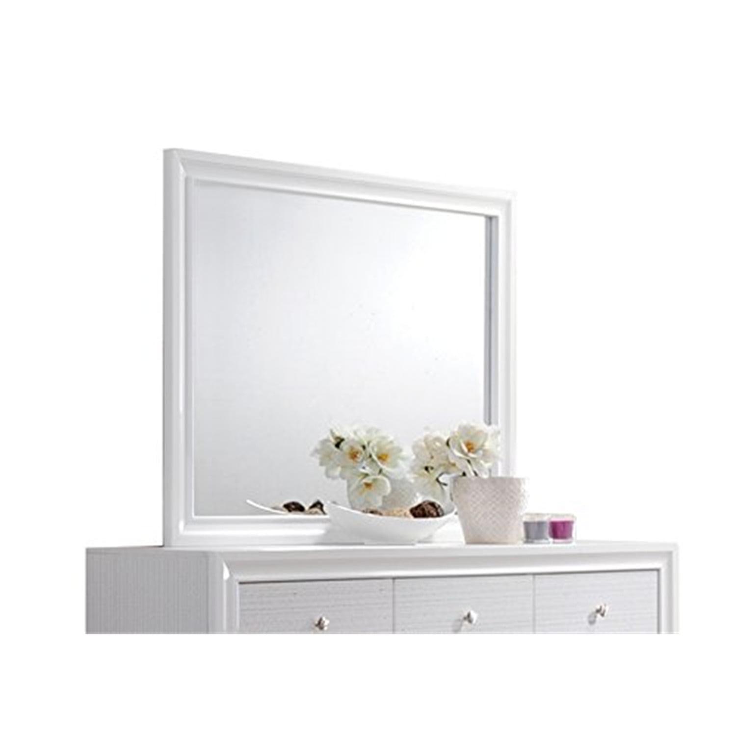 Naima White Wood Frame Bedroom Mirror