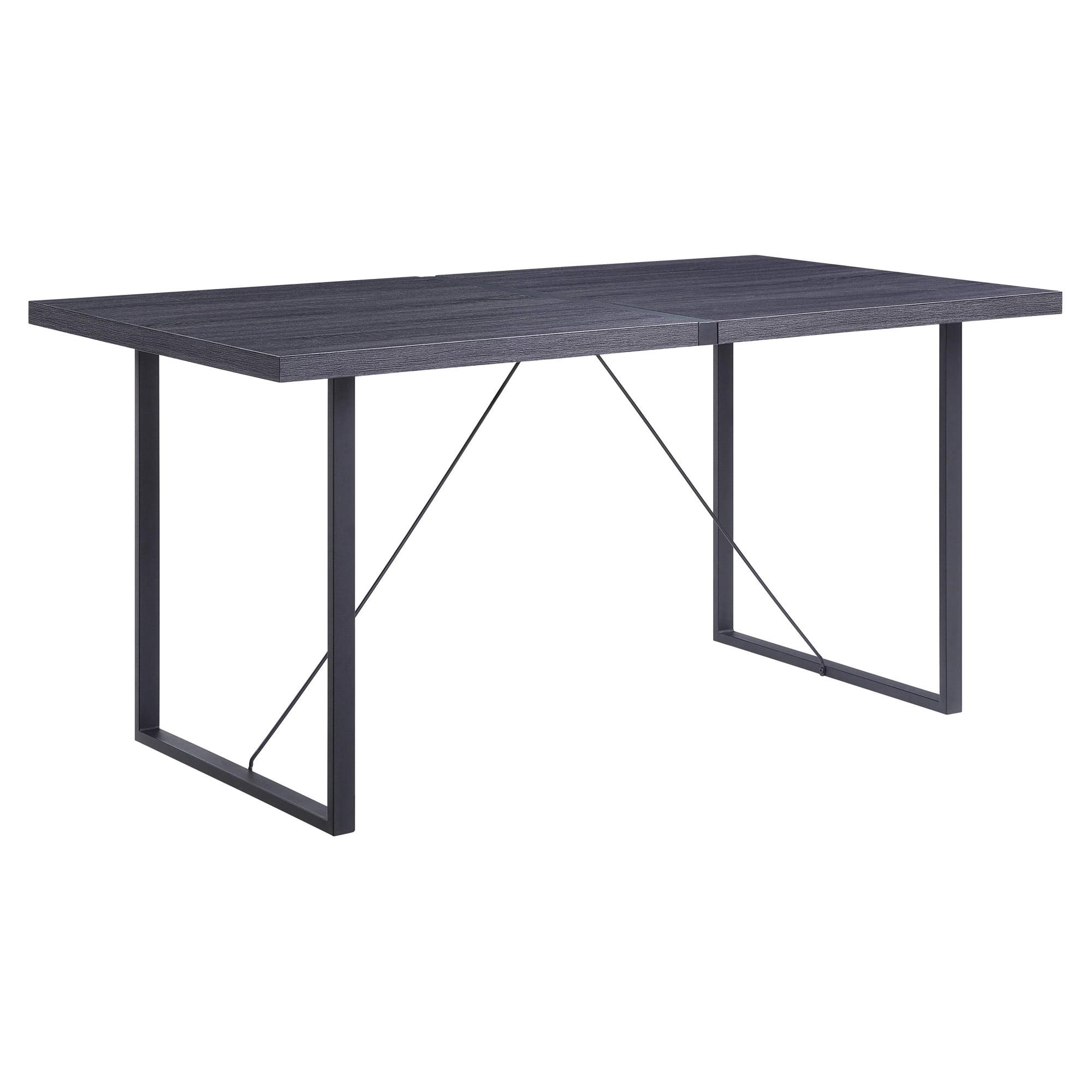 Reclaimed Wood Industrial Dining Table in Gray Oak with Black Metal Frame
