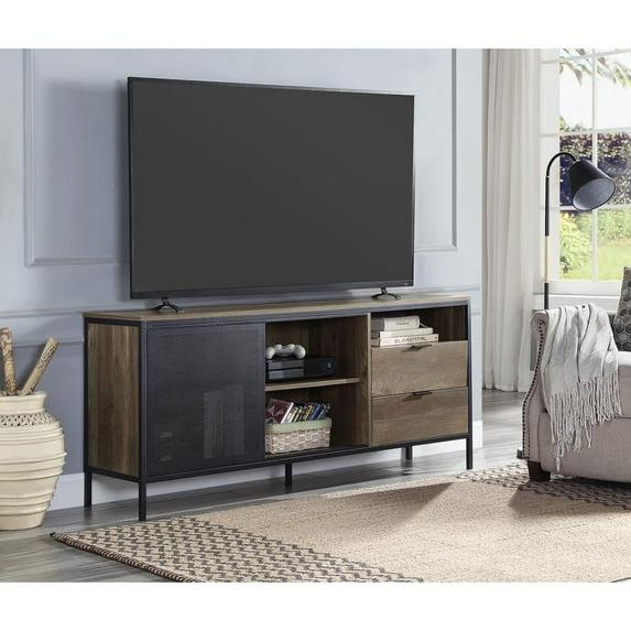 Acme Furniture Nantan TV Stand for TVs up to 60" Rustic Oak/Black Finish
