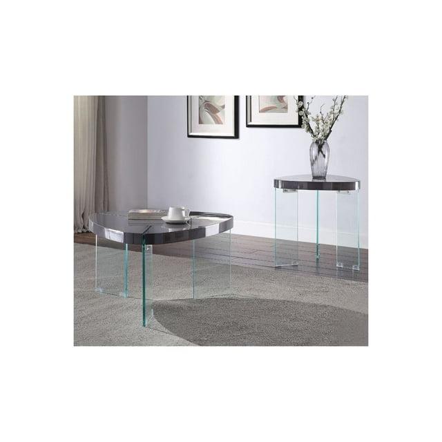 ACME Noland Coffee Table, Gray High Gloss & Clear Glass