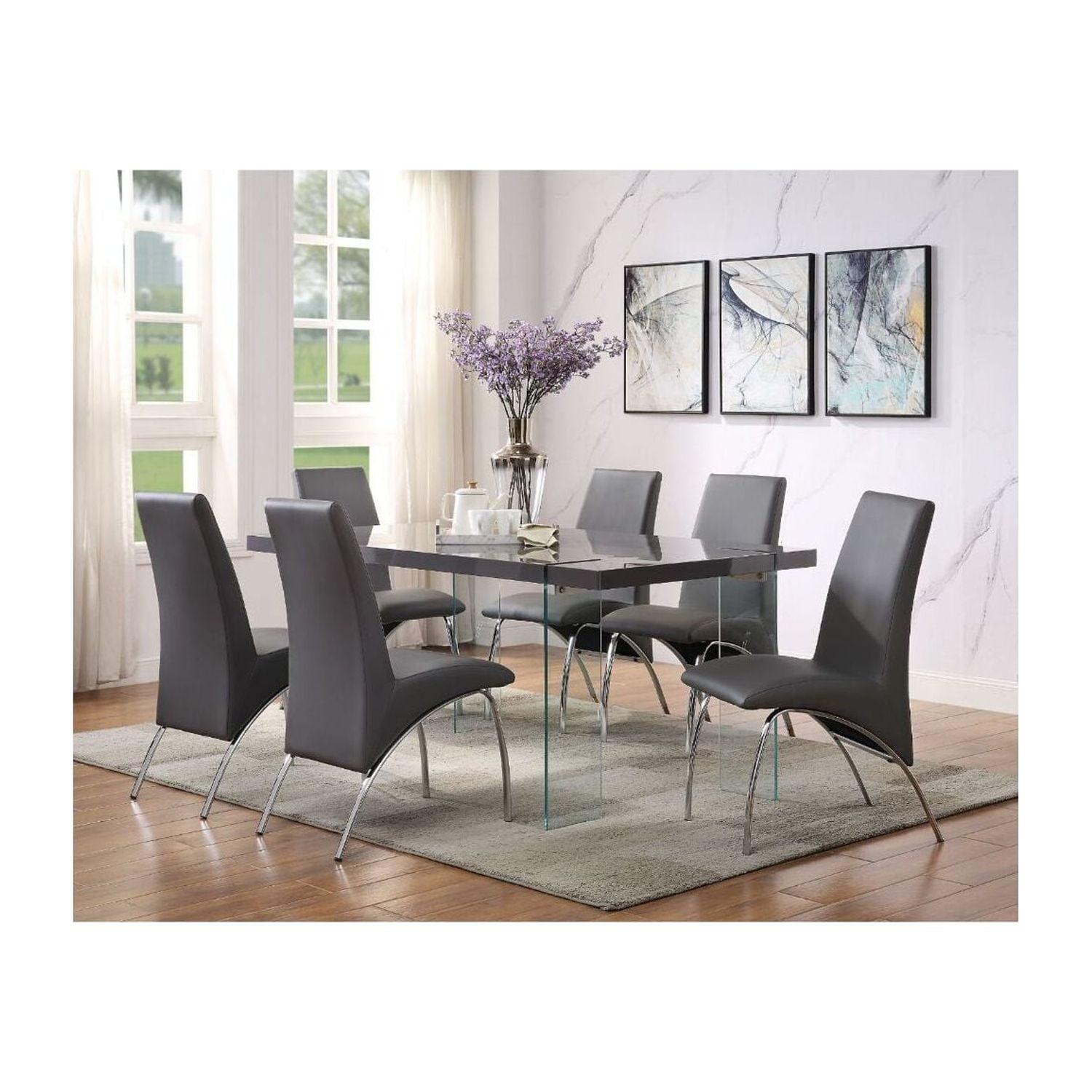 Contemporary 57'' Clear Glass Dining Table with High Gloss Finish