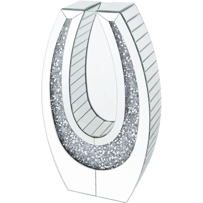 Glamorous Oval Mirrored Decor with Faux Diamonds