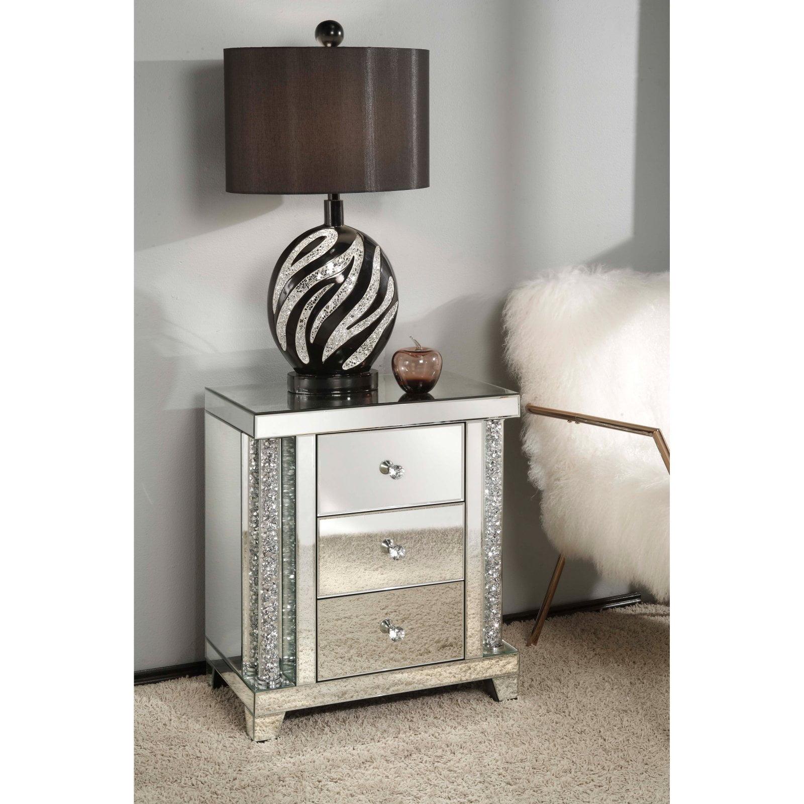 Noralie Mirrored 3-Drawer Rectangular Accent Table