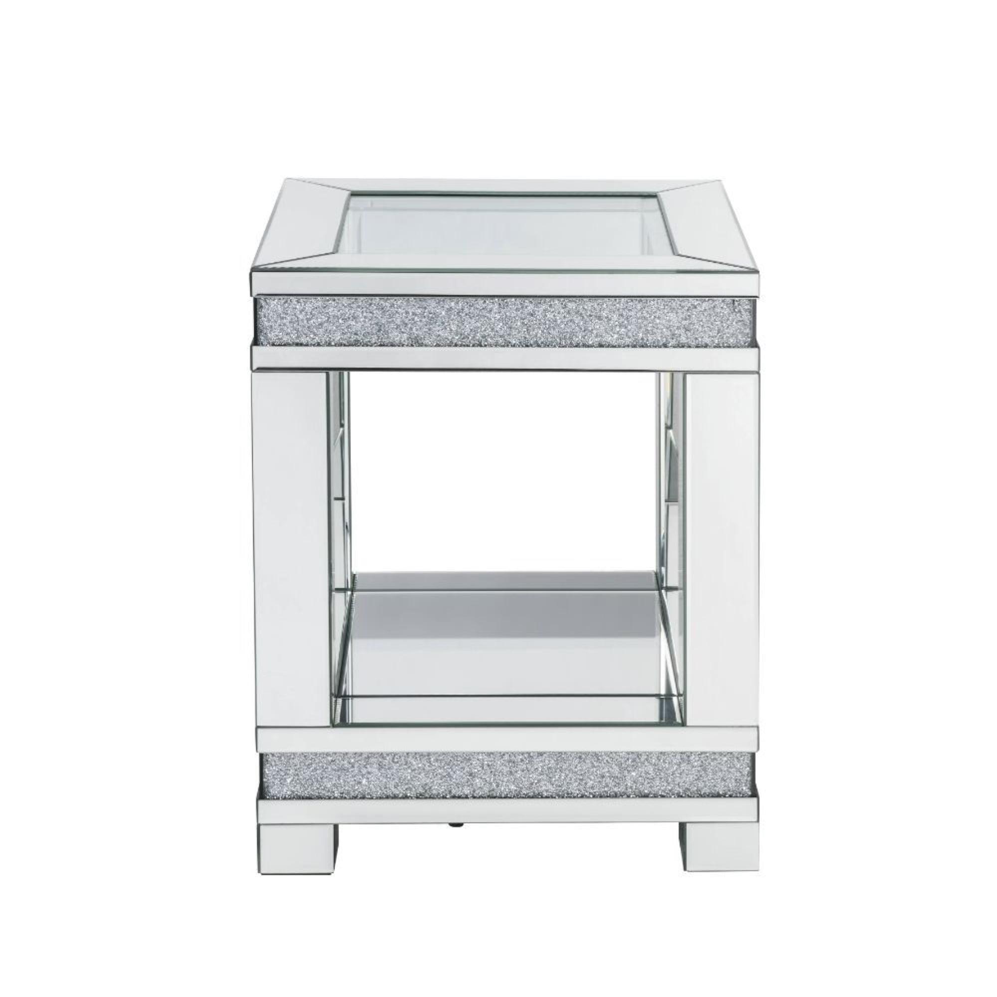 Noralie 20" Mirrored Glass End Table with Faux Diamonds