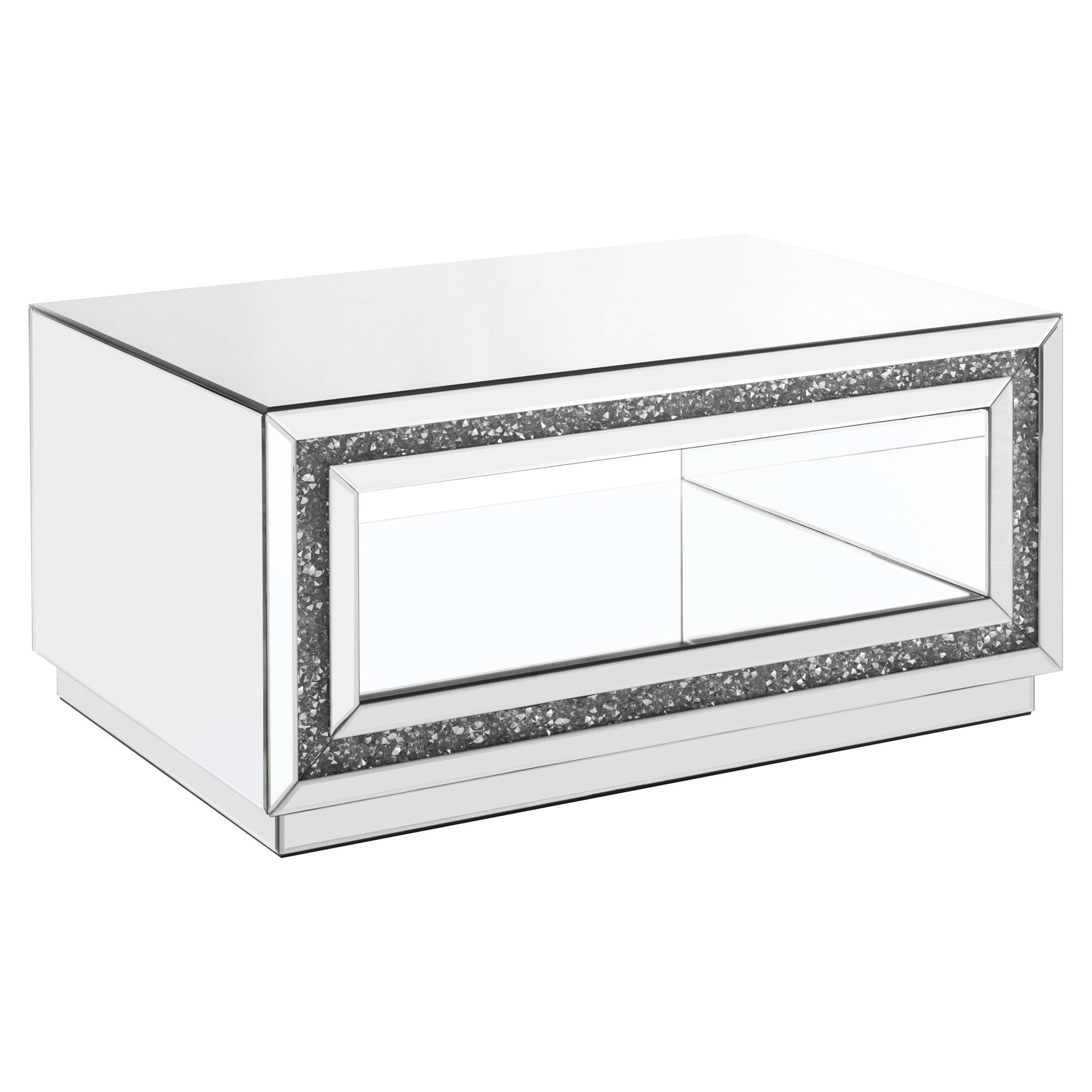 Noralie Mirrored Wood Coffee Table with Storage