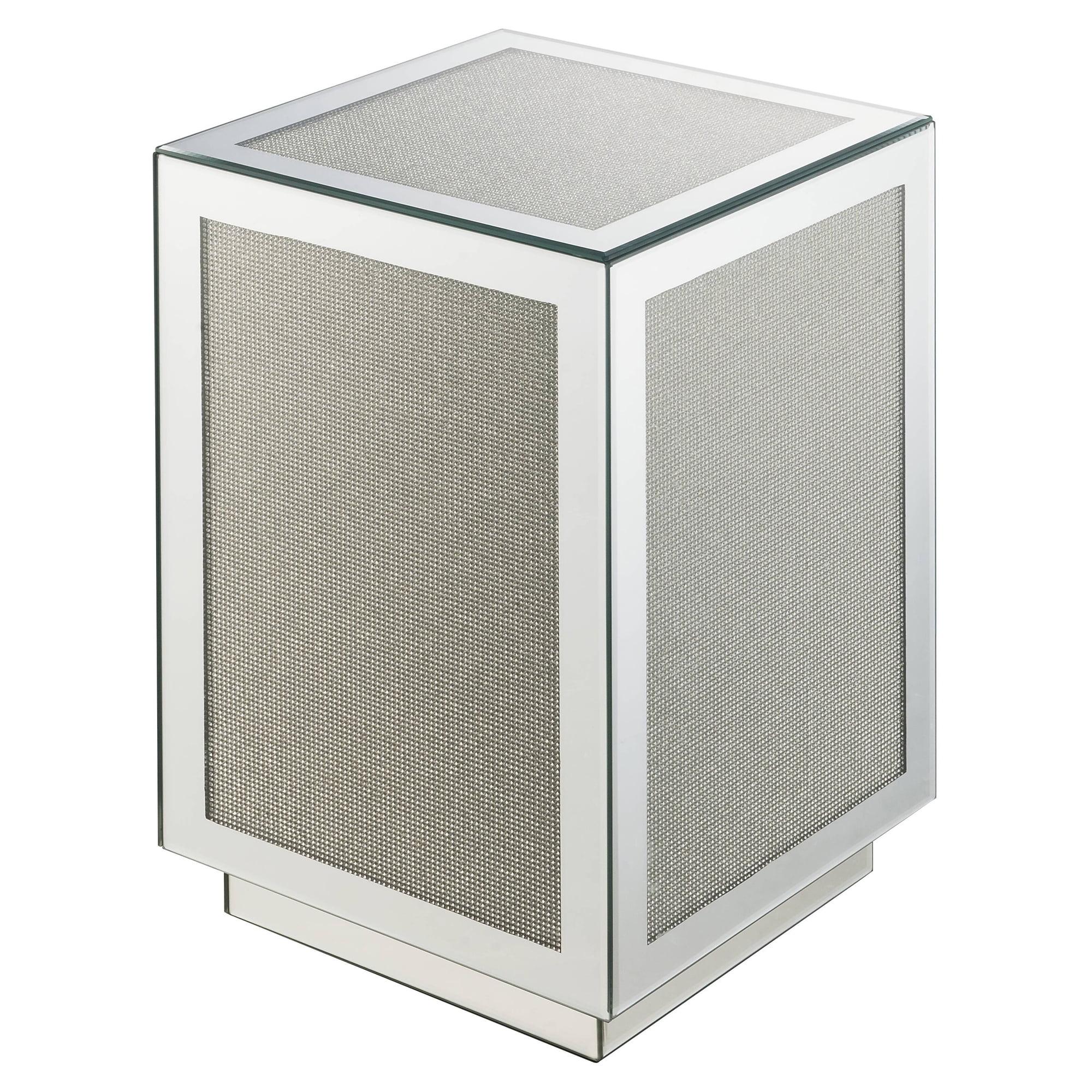 Elegant 20" Mirrored Square Accent Table with Faux Diamond Inlay