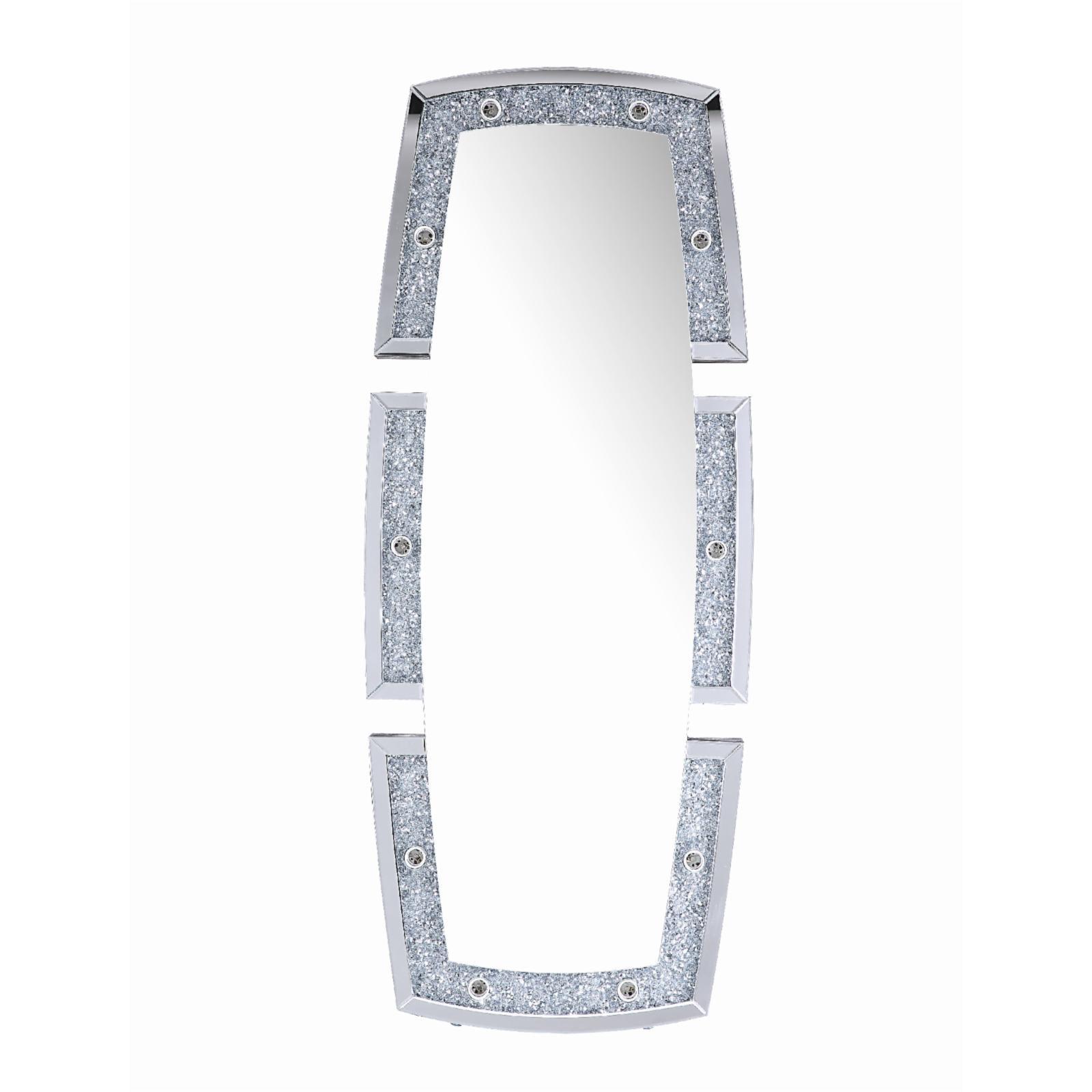 Full-Length Rectangular Wood Floor Mirror with LED Light