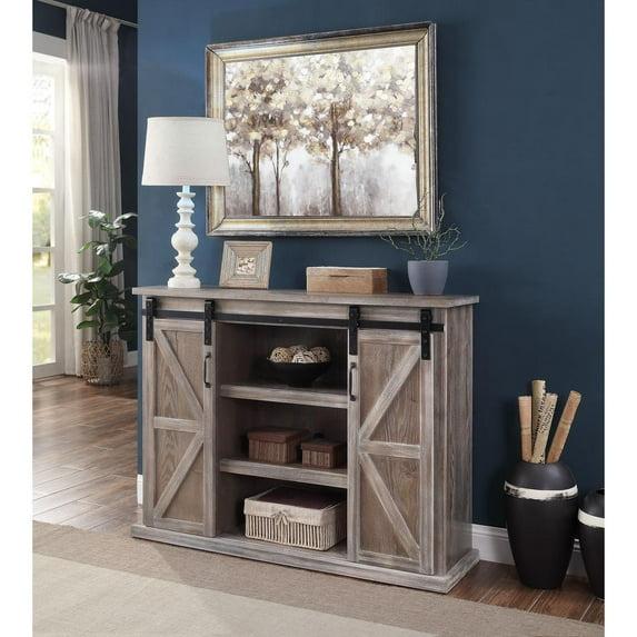 48" Orabella TV Stand for TVs up to 48" Rustic Natural - Acme Furniture: Engineered Wood, Metal Frame, Adjustable Shelves