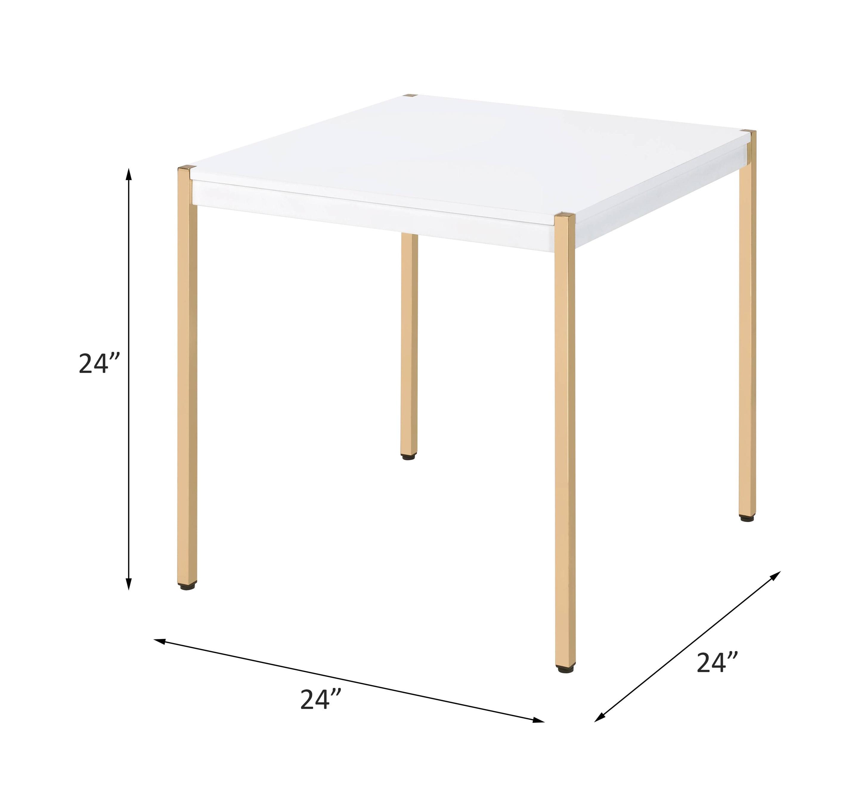 Elegant White and Gold Mirrored End Table with Storage