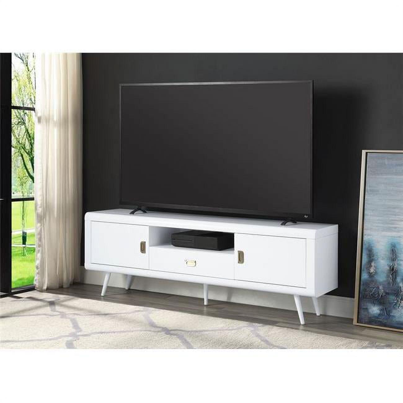 Elegant Pagan 63'' White High Gloss TV Stand with Cabinet