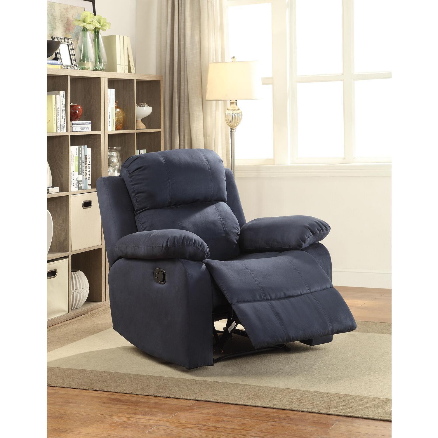 Parklon Blue Microfiber Recliner with Metal Frame