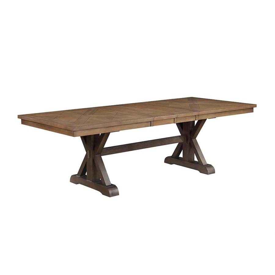 Pascaline 72-96" Dining Tables Gray Fabric, Rustic Brown and Oak - Acme Furniture