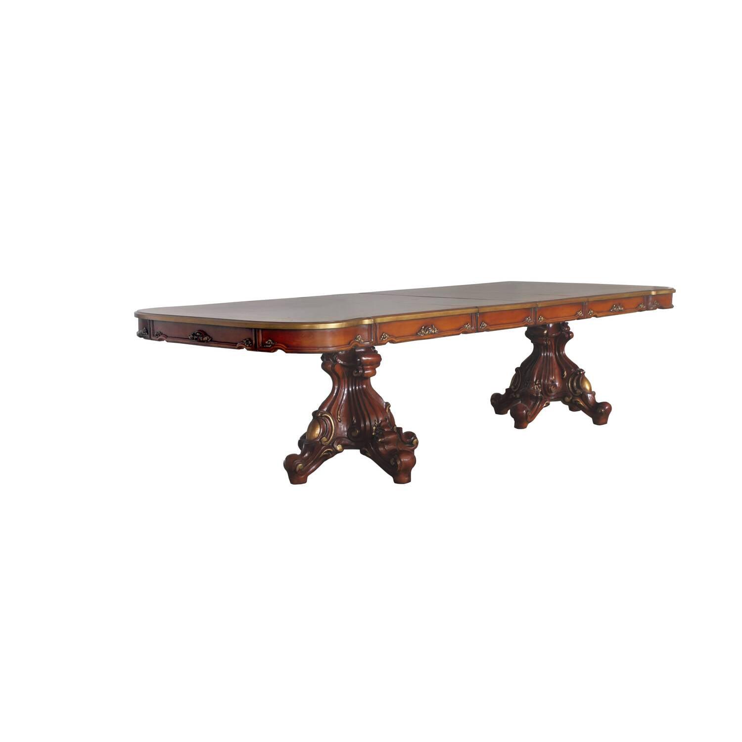 Acme Furniture Picardy 120" Dining Tables Honey Oak: Seats 8, Double Pedestal, Wood Frame