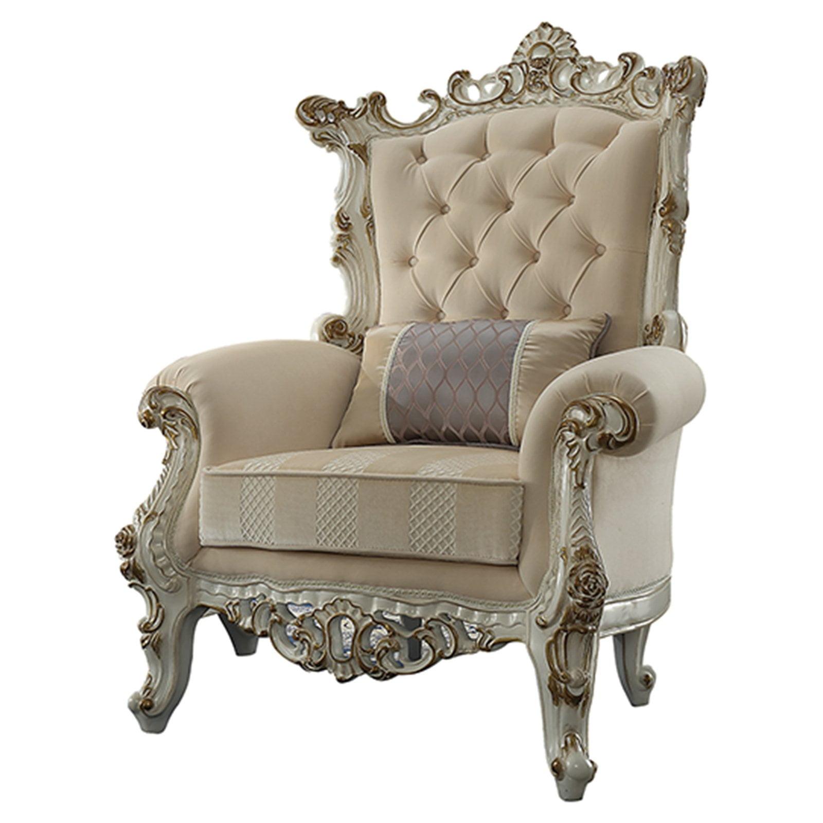 Antique Pearl Floral Velvet Handcrafted Accent Chair