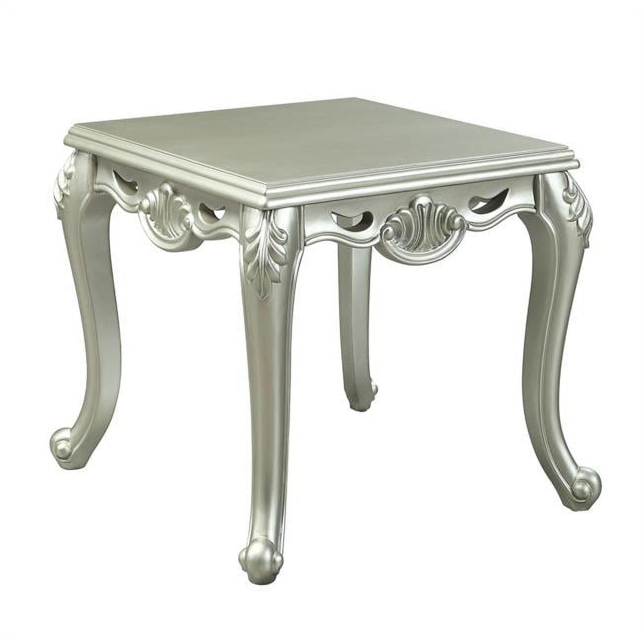 27" Qunsia Accent Table Champagne Finish - Acme Furniture: Wood Composite, Curved Legs, No Tools Assembly