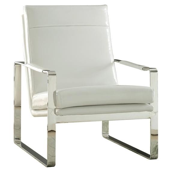 ACME Rafael Upholstery Accent Chair in White and Stainless Steel