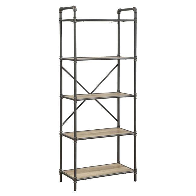 63" Itzel 5 Shelves Bookcase Antique Oak/Sandy Gray - Acme Furniture