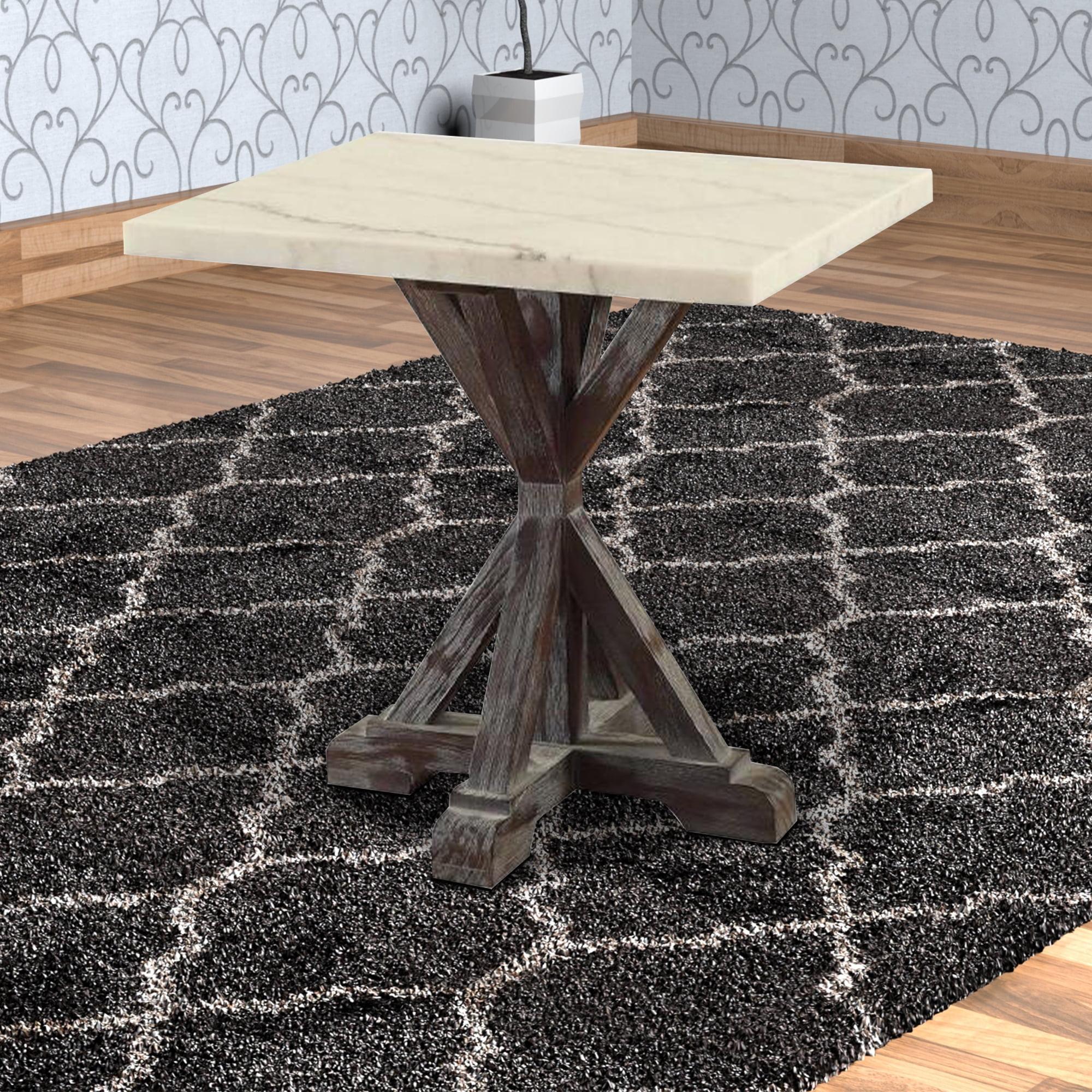 Romina End Table Marble White/Espresso Brown - Acme Furniture