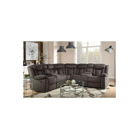 Wade Logan® Agatino Contemporary Motion Sectional Sofa with Storage and Cup-Holder in Dark Brown