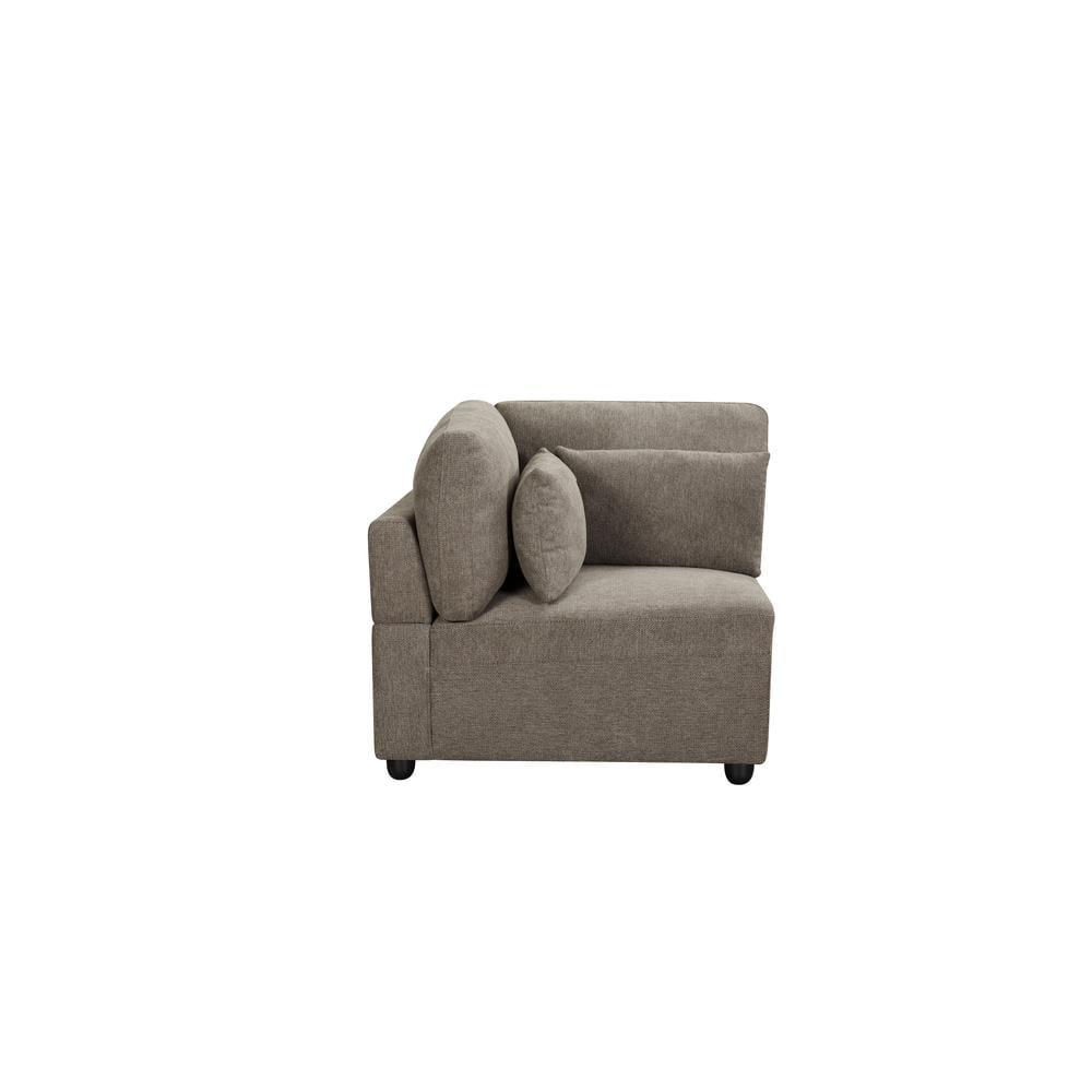 ACME Rylie Contemporary Fabric Upholstered Left Facing Armrest Chair in Gray