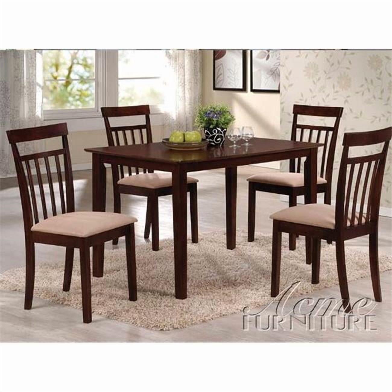 Samuel 47" Dining Set Espresso and Microfiber - Acme Furniture: Wood Frame, 4-Seat Capacity, 60-Day Warranty