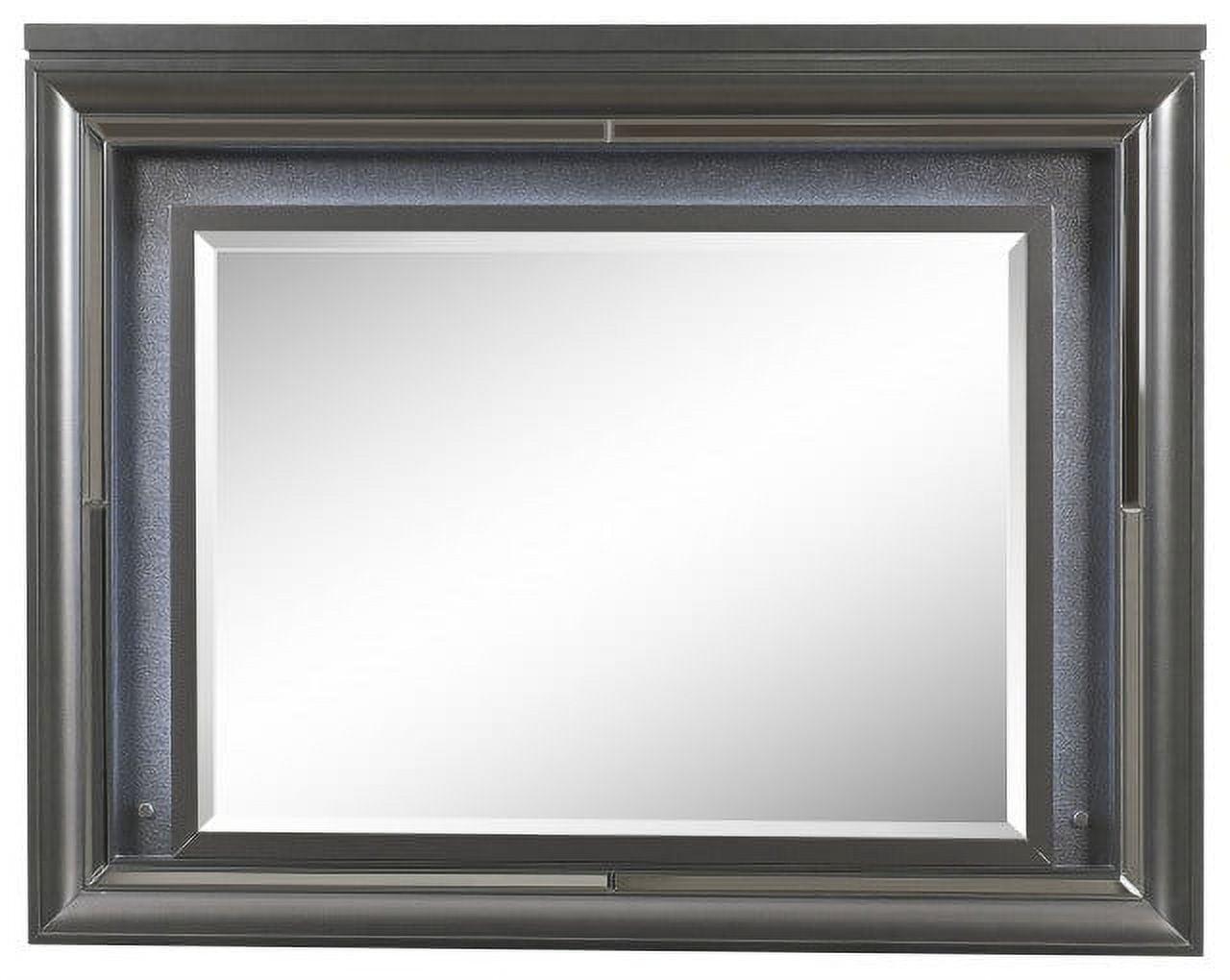 Elegant Full-Length Rectangular Wood Mirror with Metallic Gray Finish