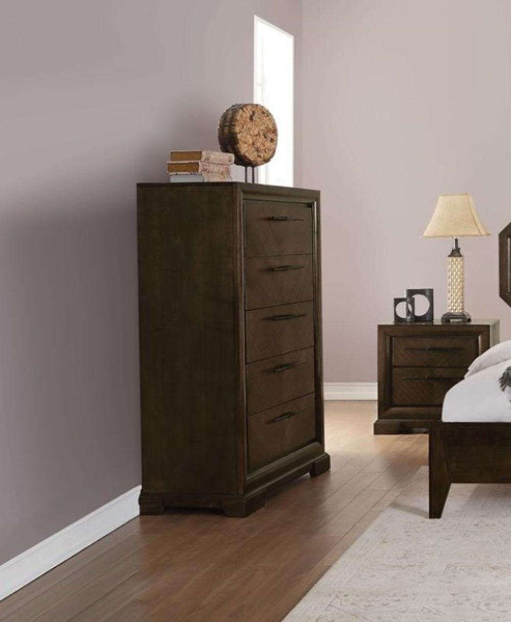 Selma Brown Vertical Chest with Soft Close Drawers