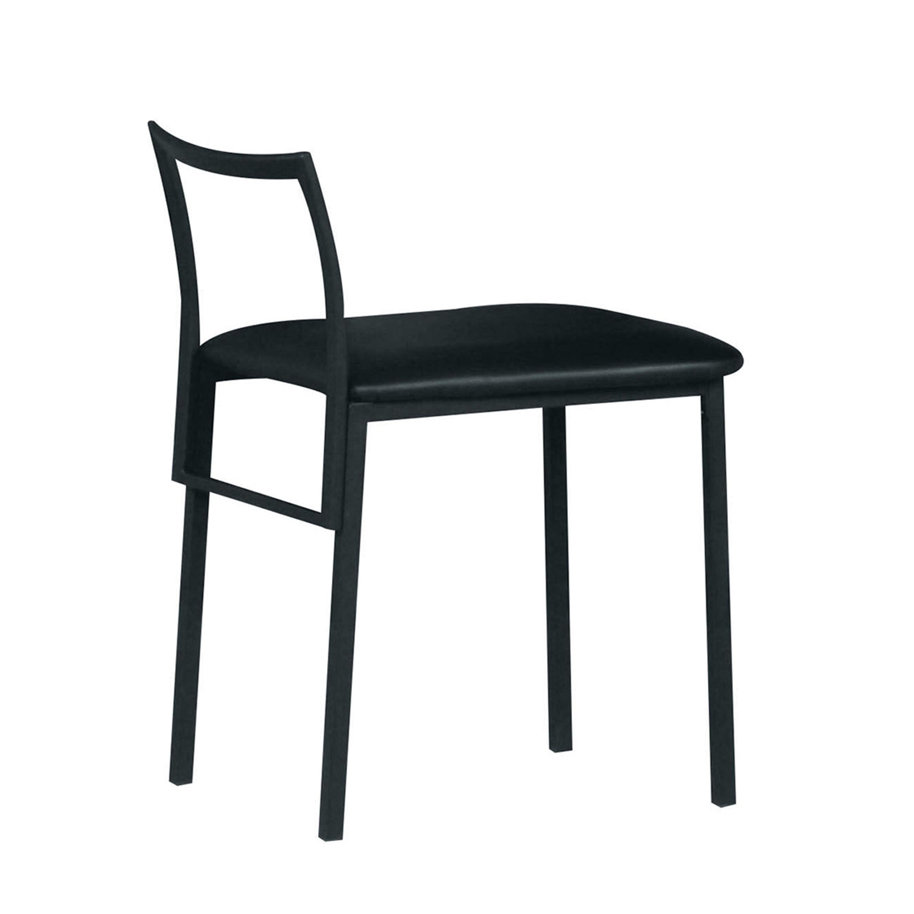 Sleek Black Metal and Leather Upholstered Side Chair