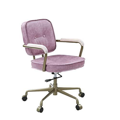 25" Siecross Grain Leather Reclining Accent Chair Pink - Acme Furniture: Swivel, Metal Frame, No Assembly