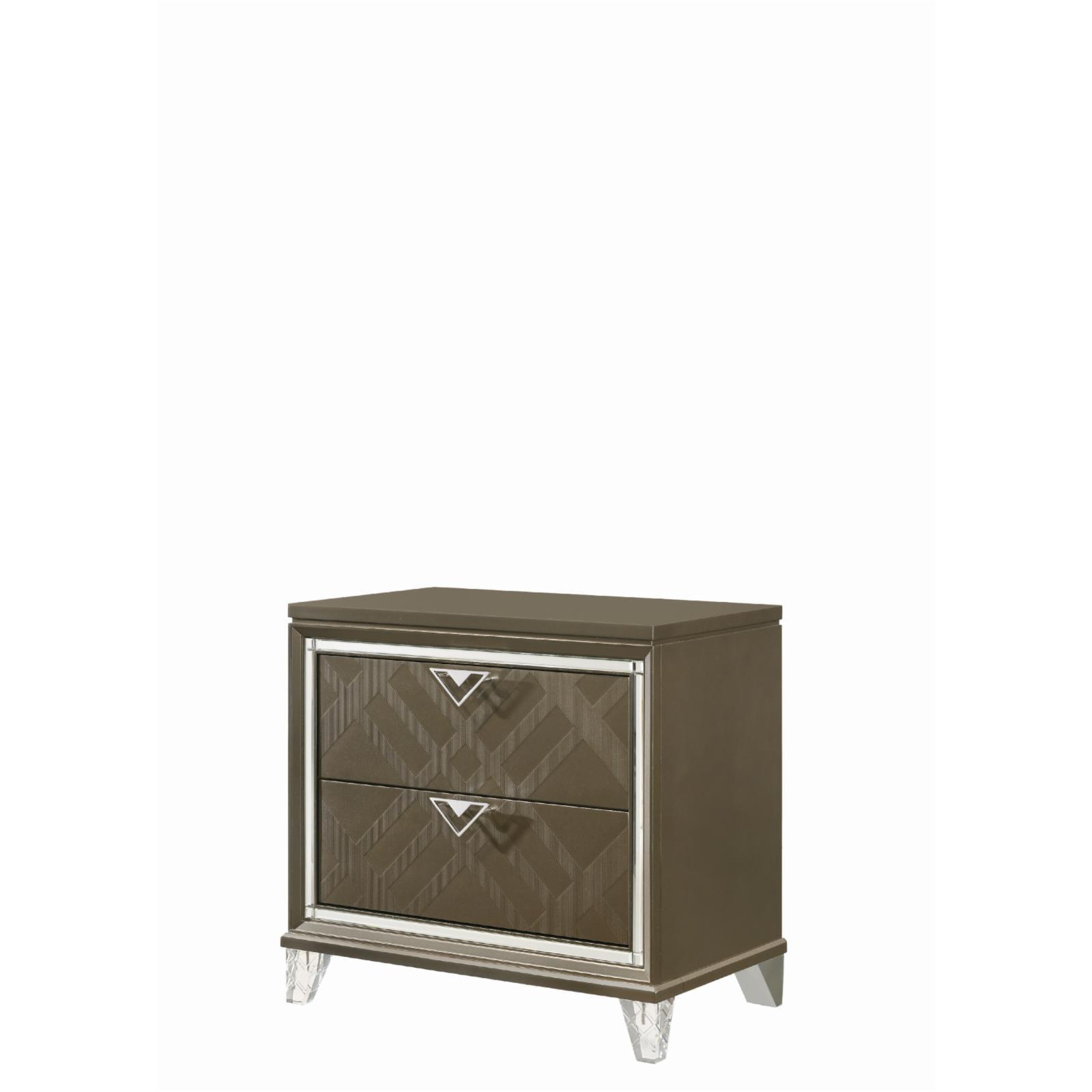 Skylar 32.9" Dark Champagne Retro Nightstand with Acrylic Legs