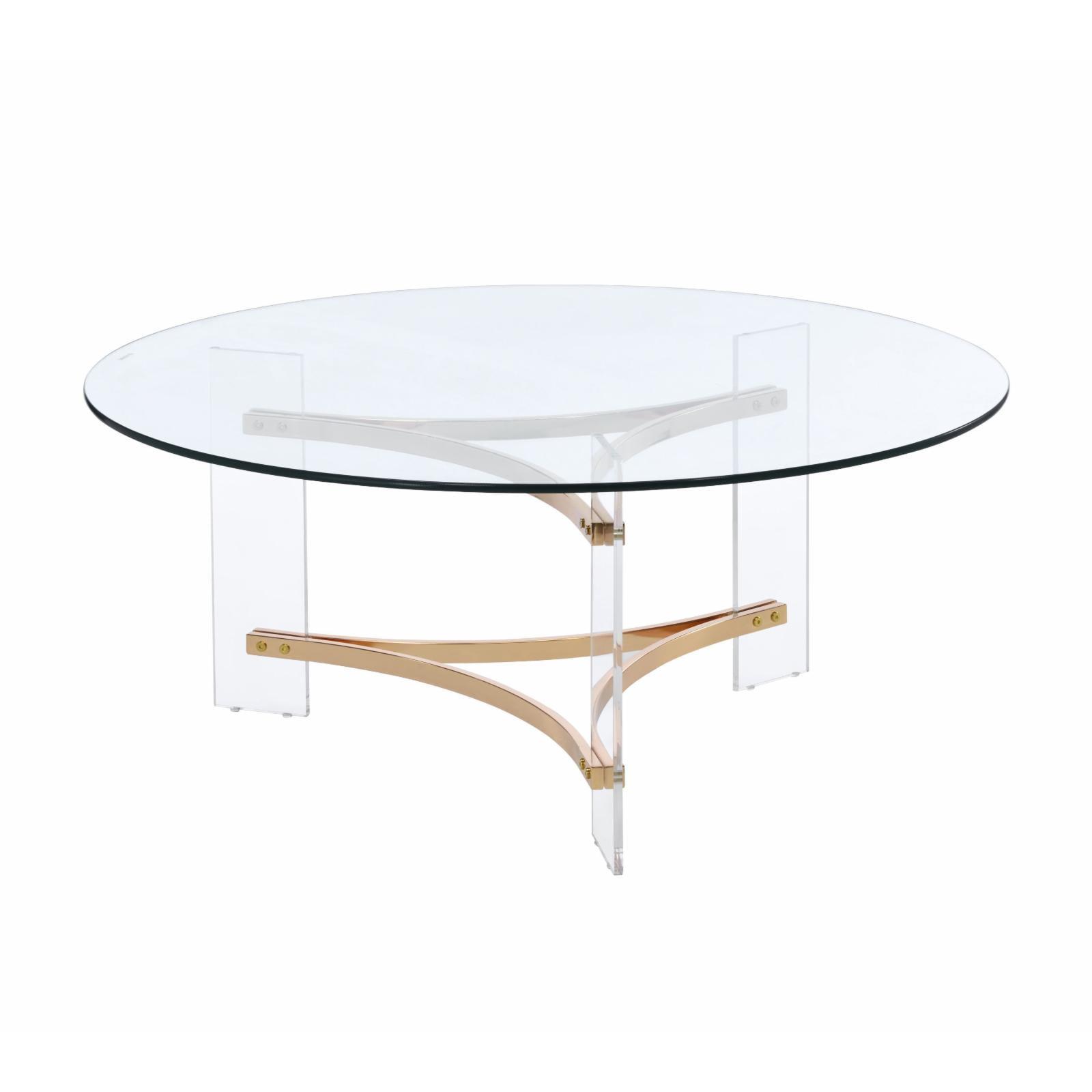 41" Sosi Coffee Table Gold Finish - Acme Furniture: Chic Acrylic Base, Clear Glass Top, No Assembly Required