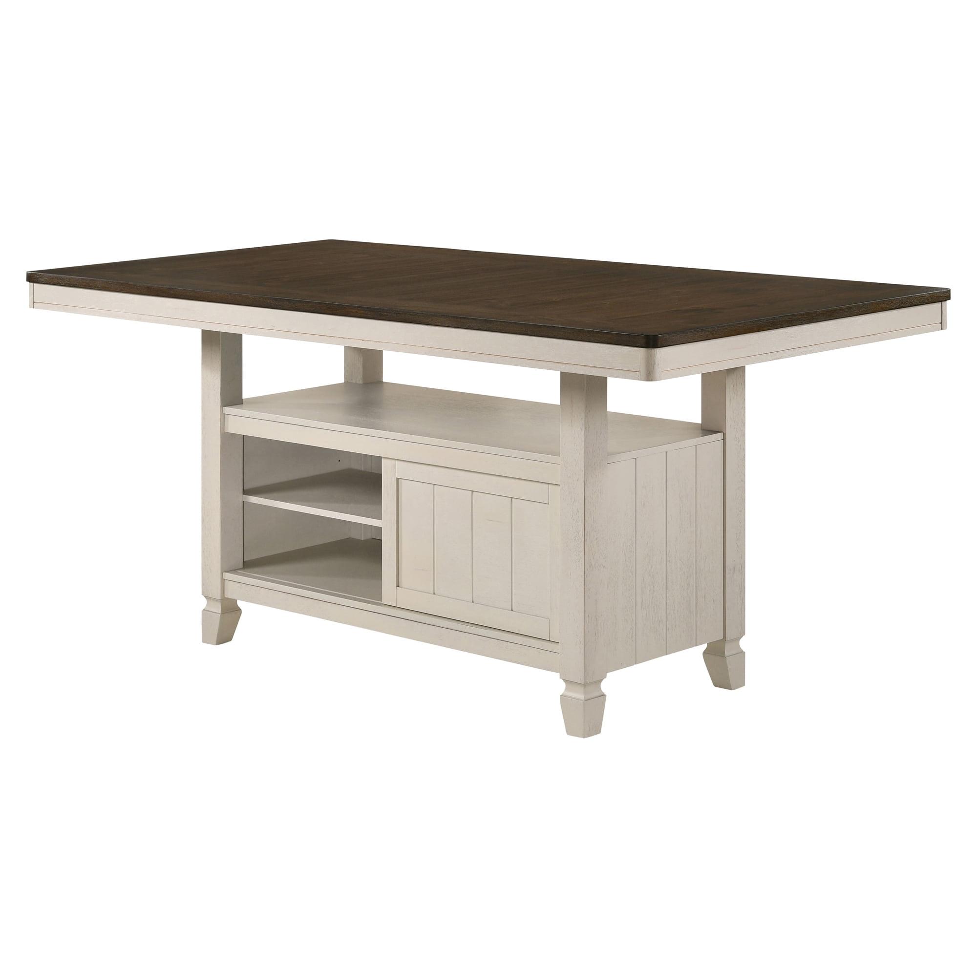 Tasnim 40" Oak and Antique White Wood Counter Height Table