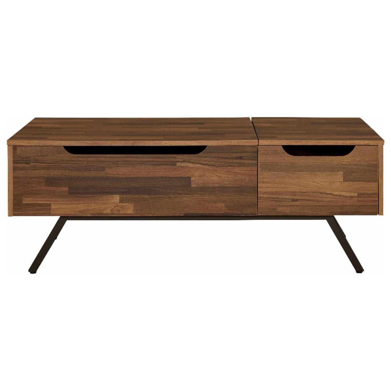 Walnut Rectangular Wood and Metal Lift-Top Coffee Table