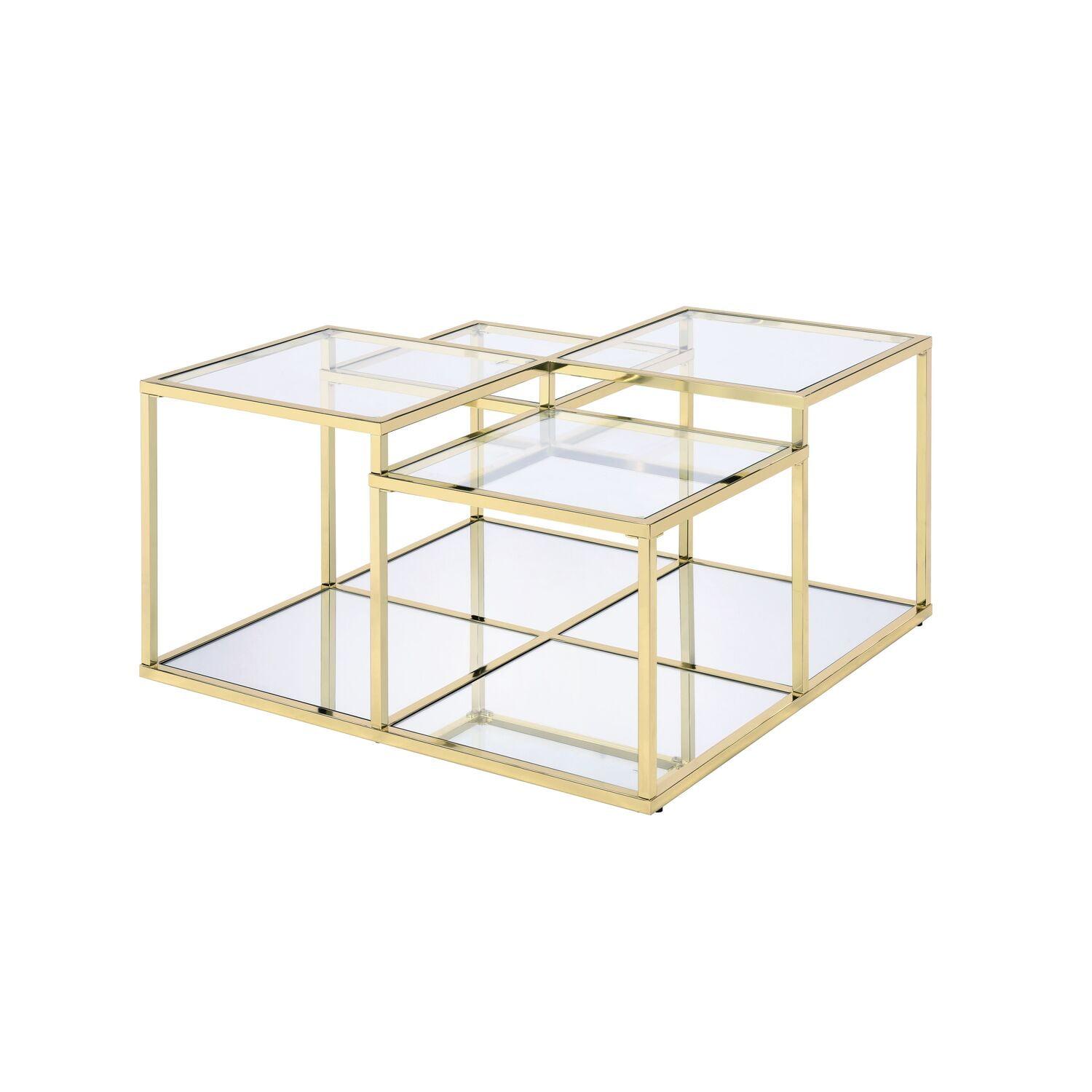 34" Uchenna Coffee Table Clear Glass/Gold Finish - Acme Furniture