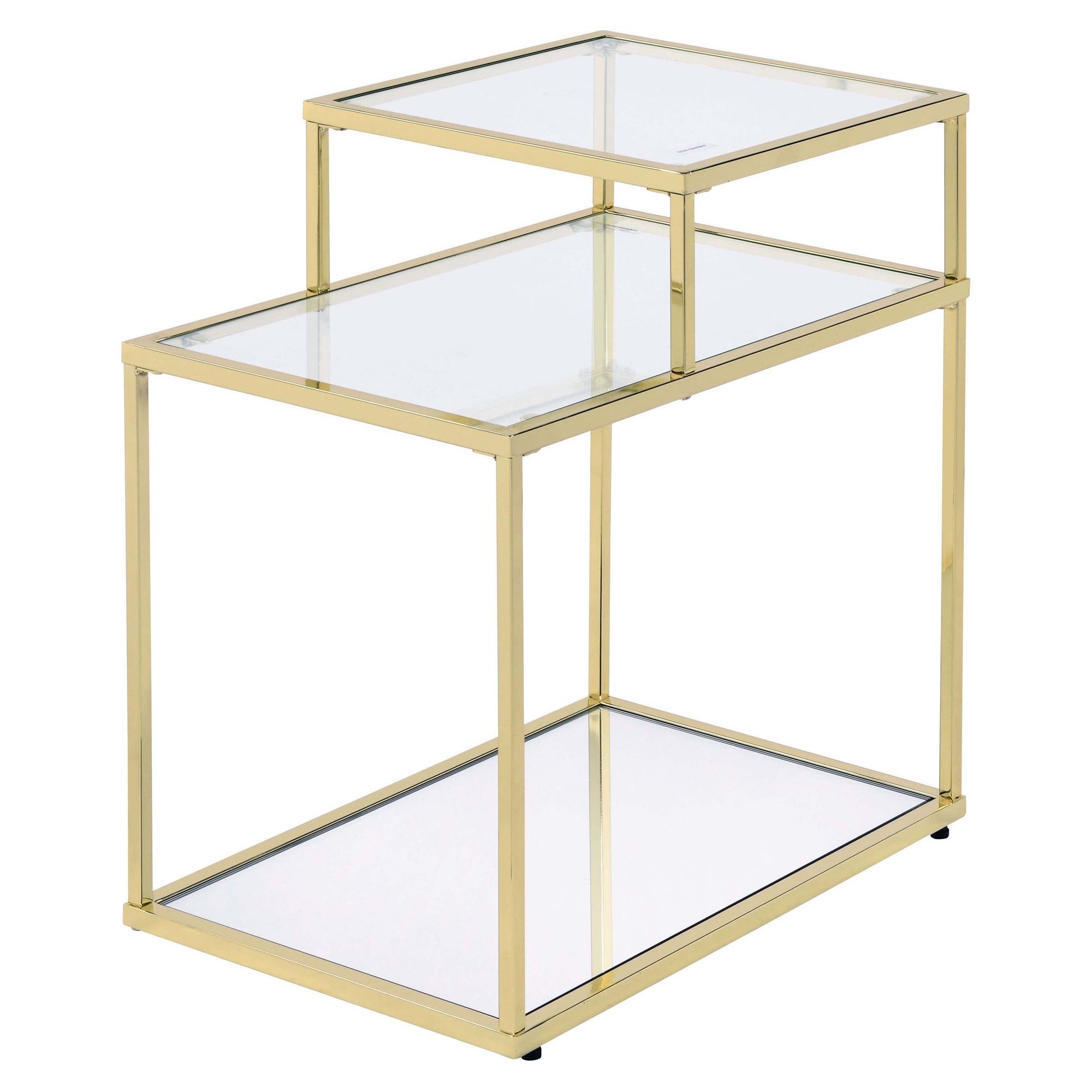 Uchenna Clear Glass and Gold Rectangular End Table