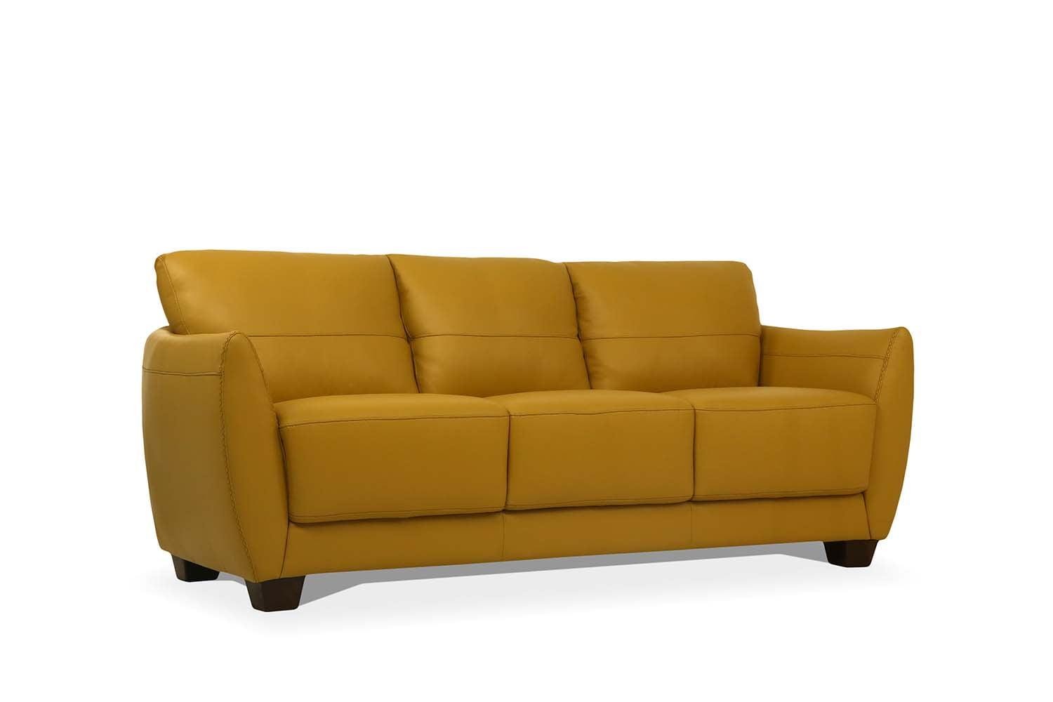 ACME Valeria Leather Sofa in Mustard