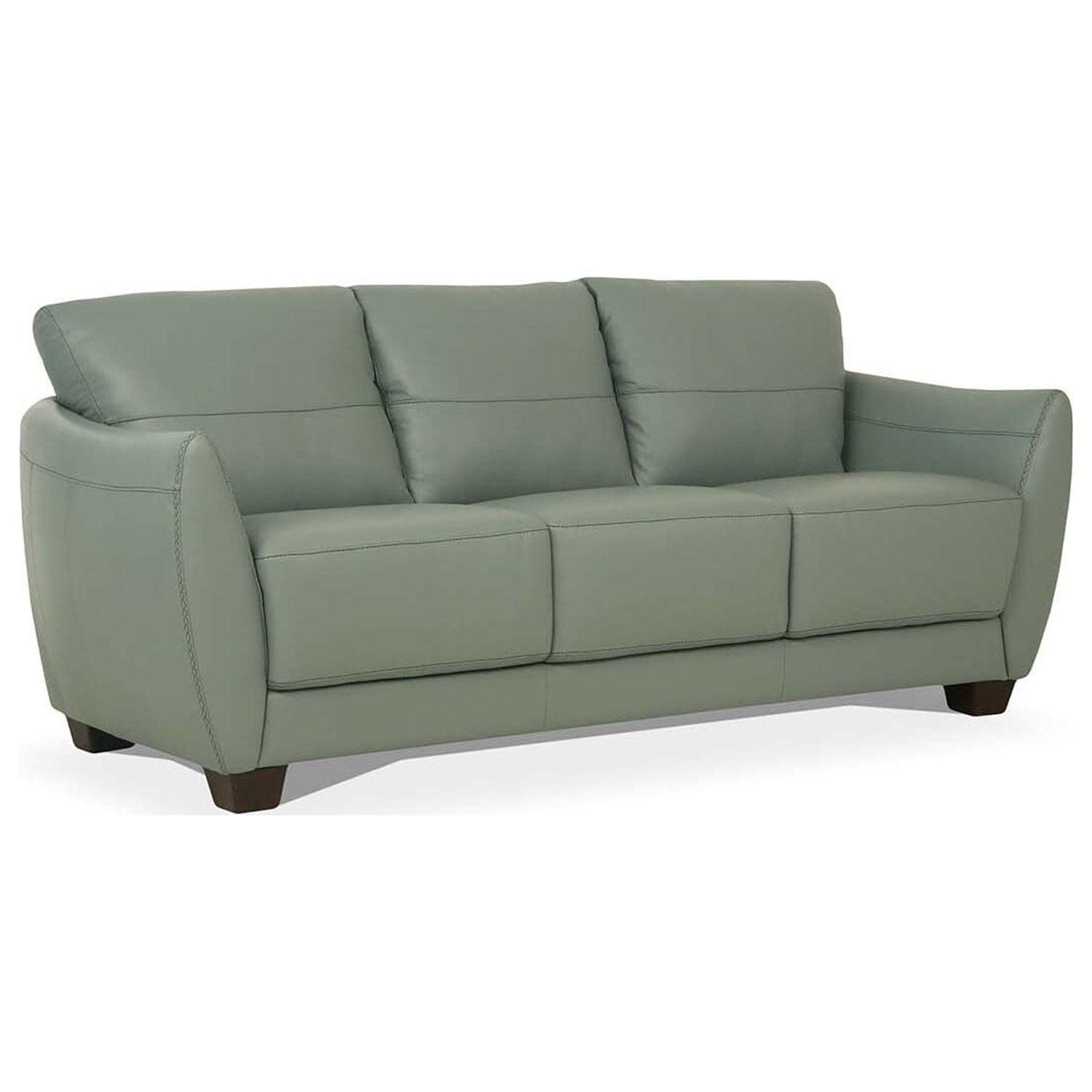 Valeria 79" Gray Leather Sofa with Flared and Pillow-Top Arms