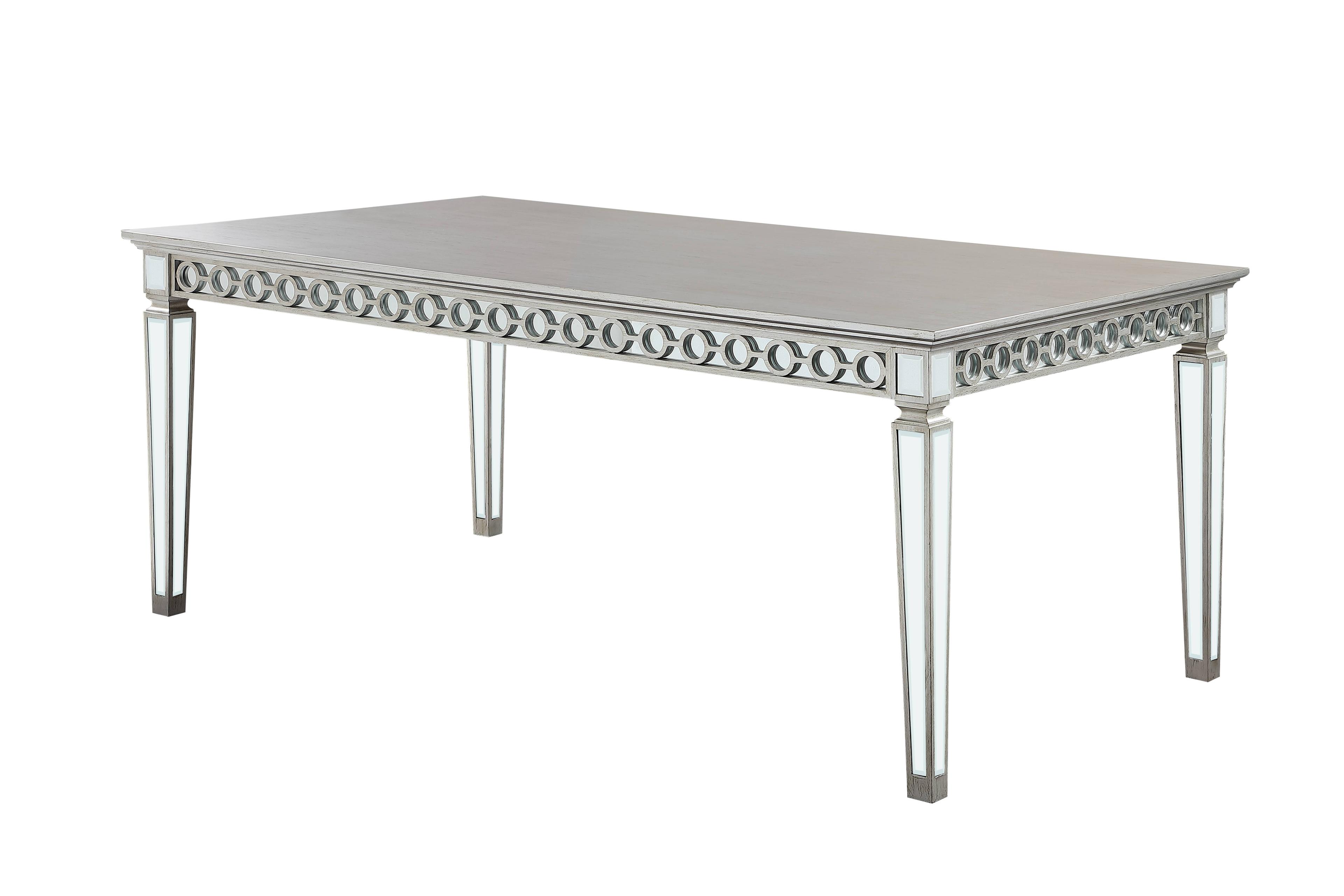 Varian Mirrored & Antique Platinum Extendable Dining Table