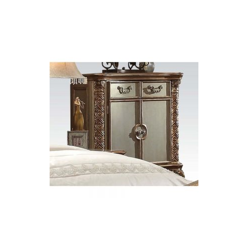 44" Vendome Bedroom Set Gold Patina/Bone White - Acme Furniture: Traditional Hand-Carved, 5 Drawers, 2 Doors