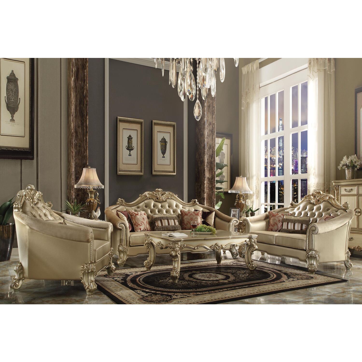 World Menagerie Cabildo Rolled Arm Sofa in Bone and Gold Patina