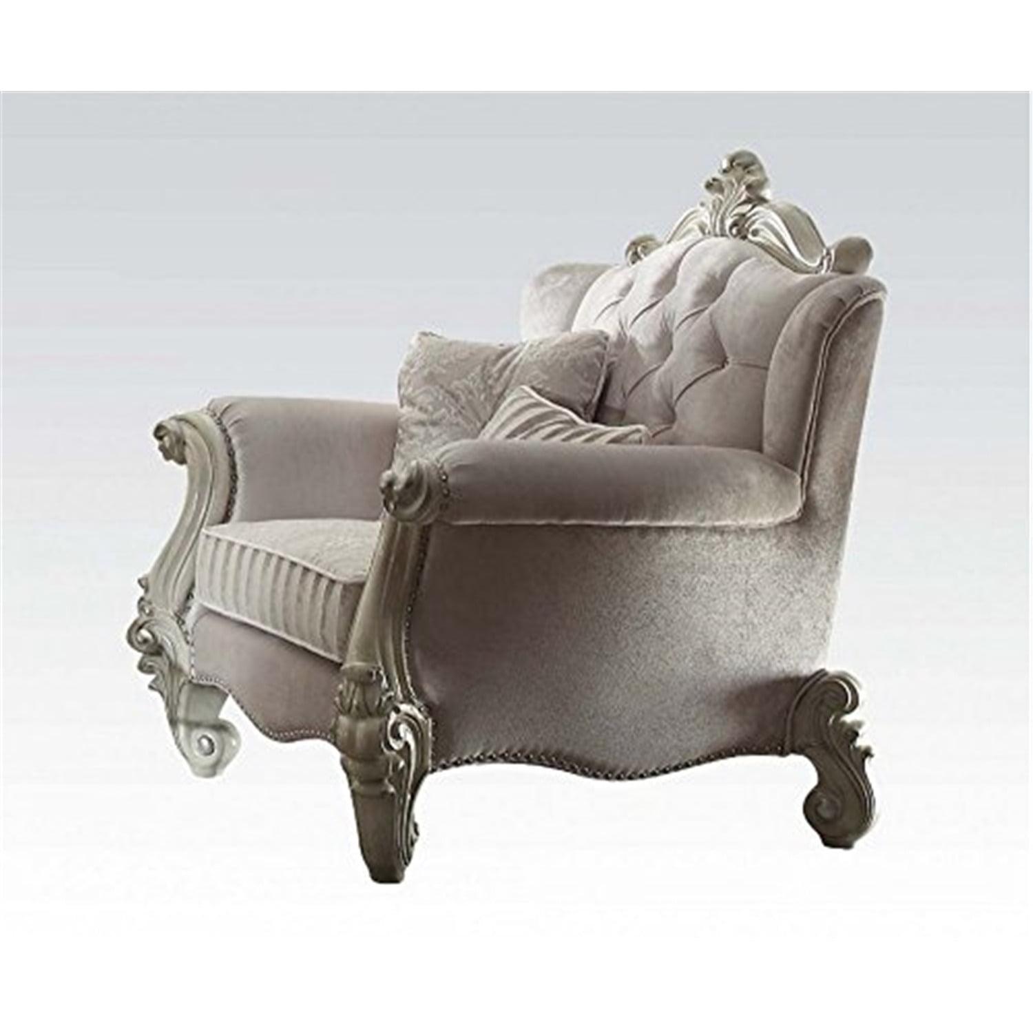 ACME Versailles Chair in Ivory Velvet & Bone White