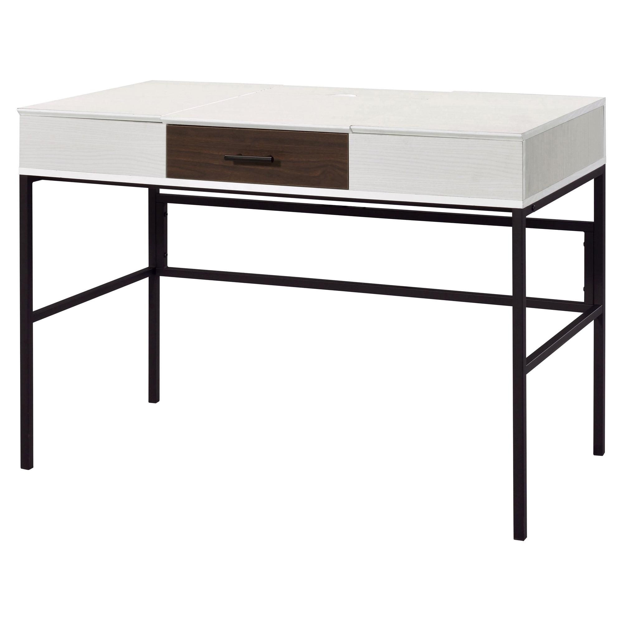 Verster 48" Industrial Black Writing Desk with USB Port and Storage