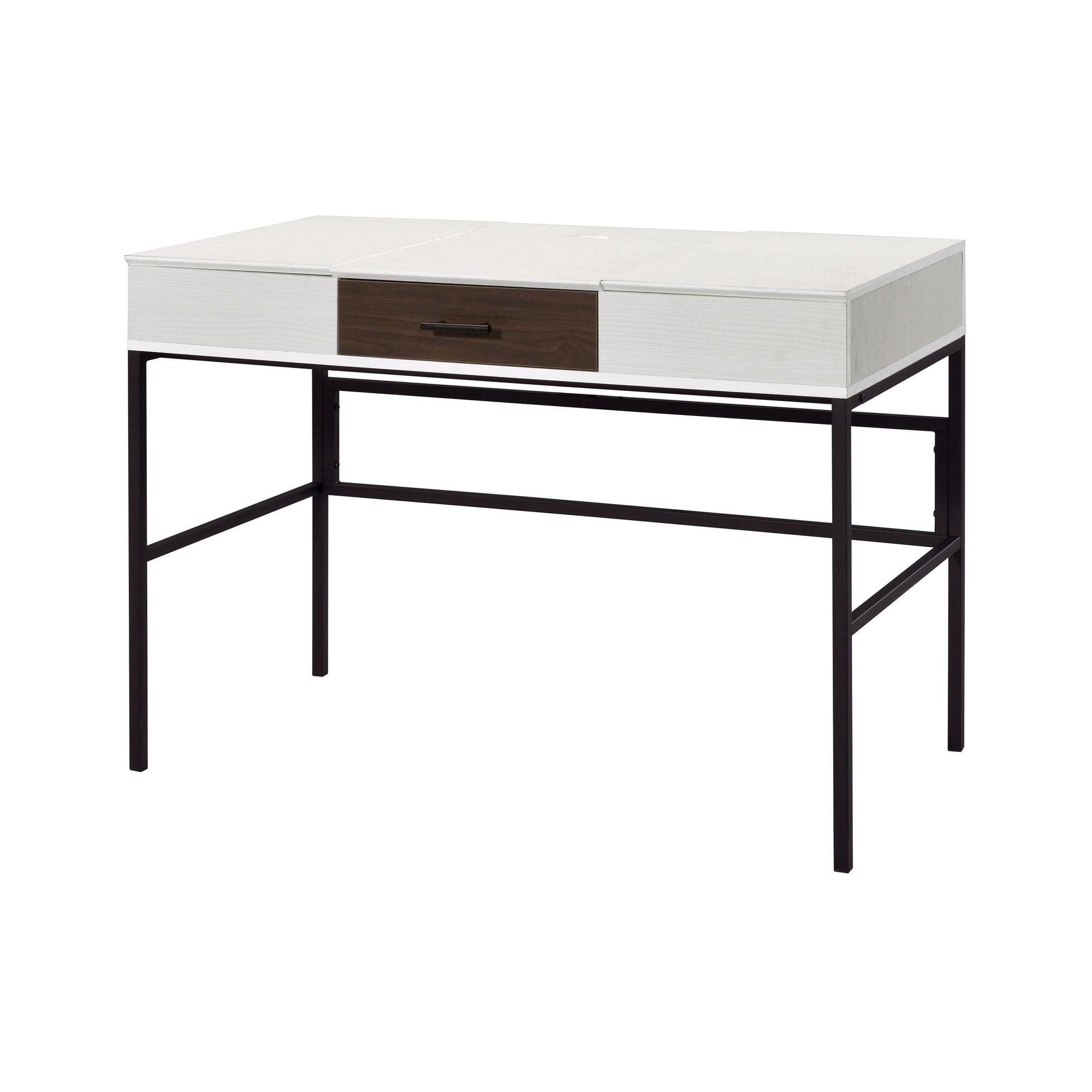 Verster 48" Industrial Black Writing Desk with USB Port and Storage