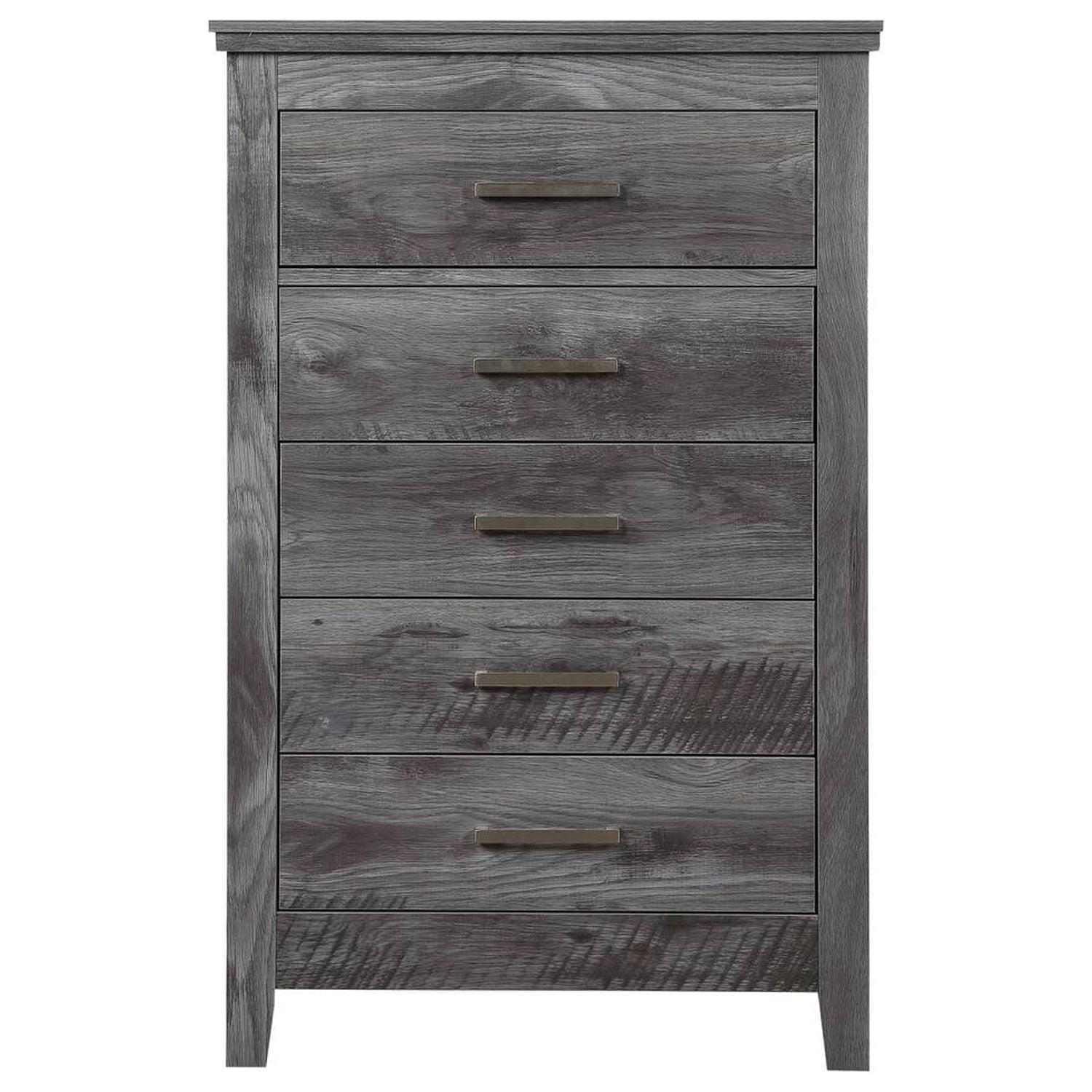 Vidalia Rustic Gray Oak Chest with Sleek Metal Pulls