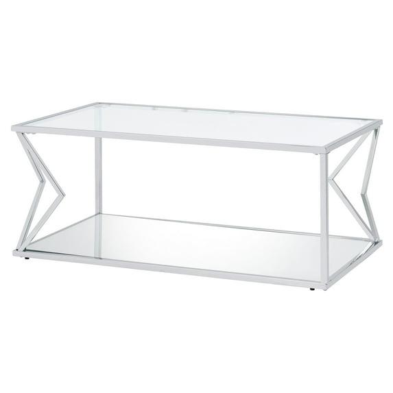 Coffee Table, Clear Glass & Chrome Finish