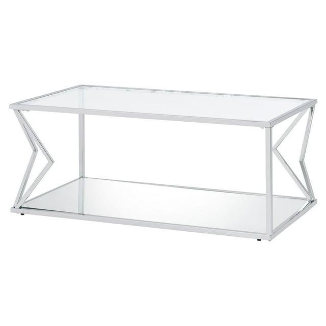 Coffee Table, Clear Glass & Chrome Finish