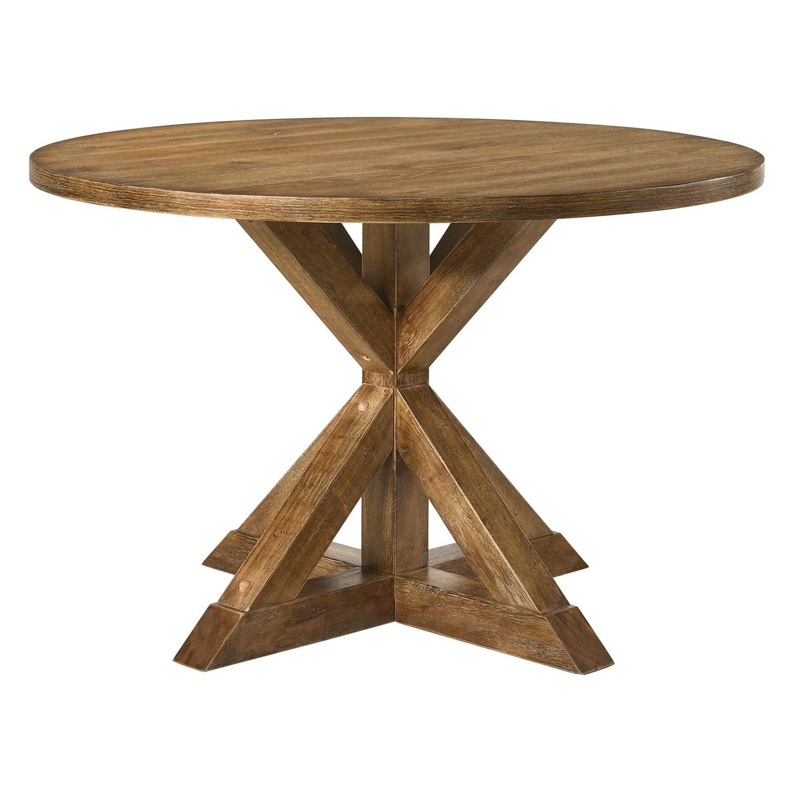 Transitional 48" Reclaimed Weathered Oak Round Dining Table