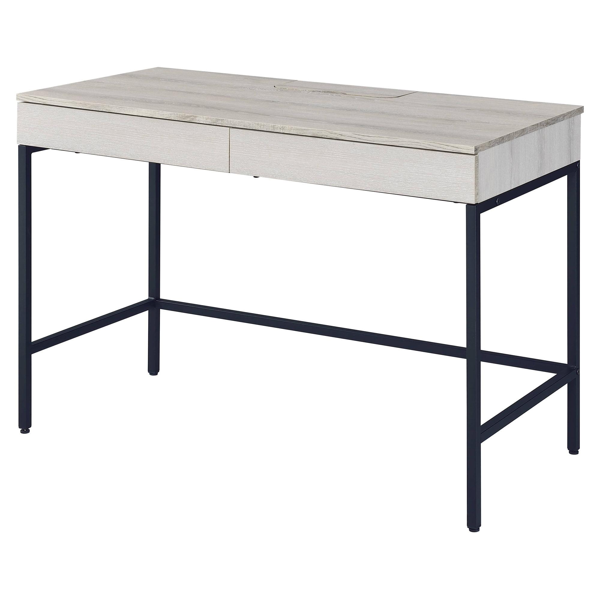 Contemporary Black 45.5" Wood Desk with Pull-Out Drawer