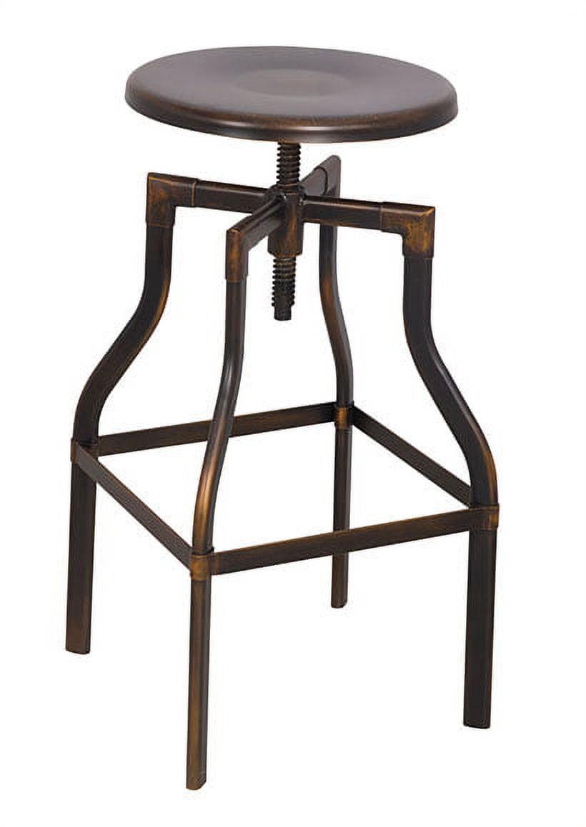 Adjustable Antique Copper Swivel Backless Stool