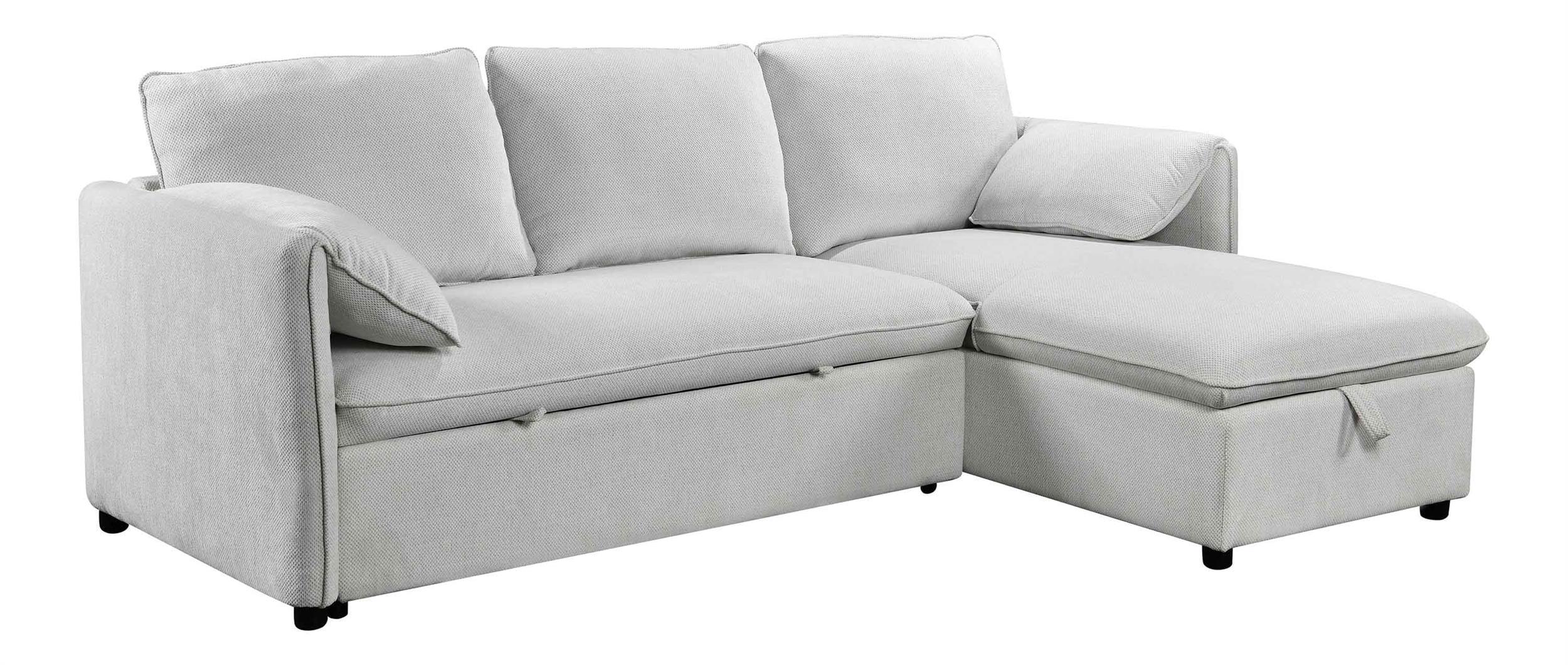 White Velvet Two-Piece Sectional with Storage